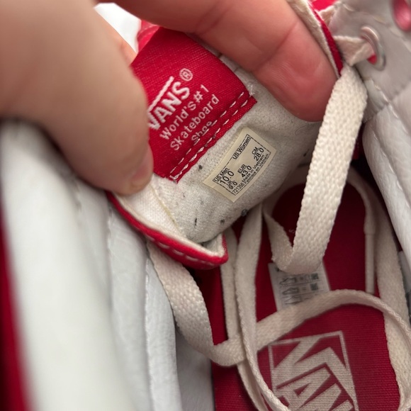 Vans Men’s 10 Red White SK8 Hi Skateboarding High Top Lace Up Sneakers - Picture 8 of 8